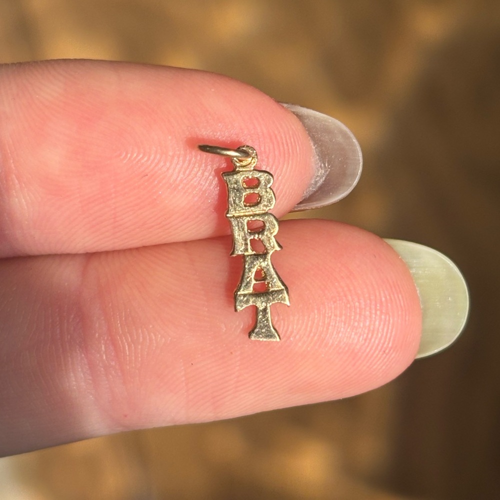 14k Gold stamped 'BRAT' Letter Charm Pendant